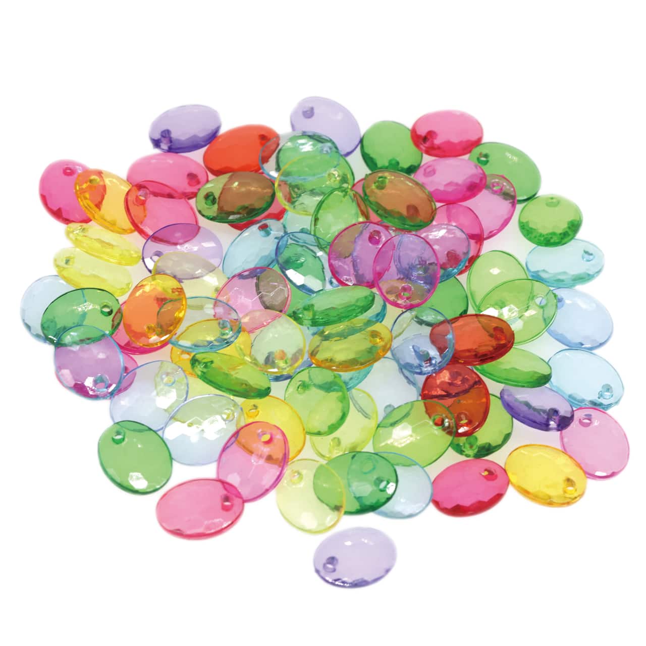 Multicolor Faceted Oval Plastic Beads by Creatology™, 12mm x 15.5mm